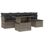 vidaXL Salon de jardin 6 Pièces avec coussins gris résine tressée