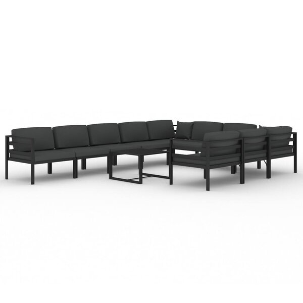 Salon de jardin meuble d'extérieur ensemble de mobilier 11 pièces avec coussins aluminium anthracite 02_0015284