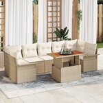 vidaXL Ensemble de canapé de jardin avec coussin 8 Pièces beige et crème