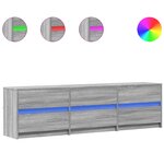 vidaXL Meuble TV avec LED sonoma gris 180x34x50 cm bois d'ingénierie