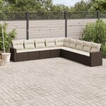 vidaXL Salon de jardin avec coussins 9 Pièces marron résine tressée