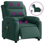 vidaXL Fauteuil inclinable de massage électrique vert foncé velours