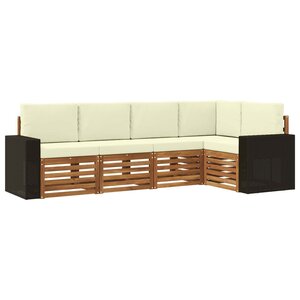 vidaXL Ensemble de canapés d'extérieur 5 pc Naturel et Crème Polyester