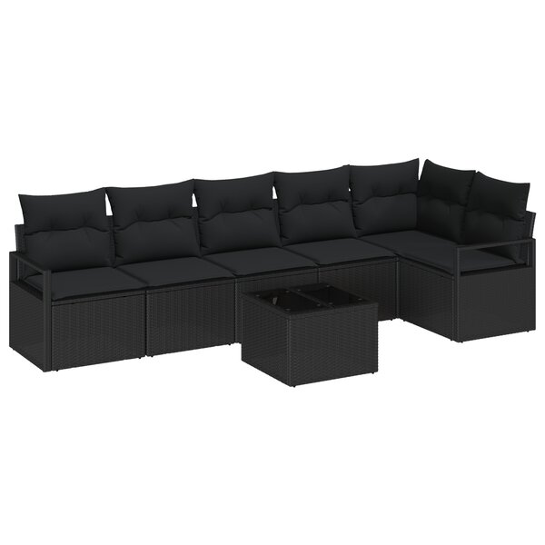 Ensemble de Canapé de Jardin 7 pièces avec Coussins Beige en Poly Rattan