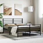 vidaXL Cadre de lit métal sans matelas avec pied de lit noir 120x190cm