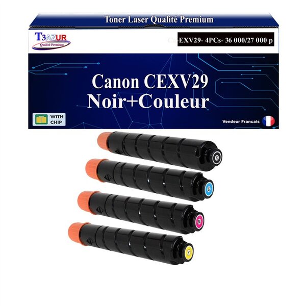 T3AZUR -4x Toners compatibles avec Canon C-EXV29 pour Canon C5235 C5235A C5240 C5030i C5035 C5040