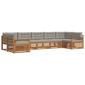 vidaXL Ensemble de canapés d'extérieur 7 Pièces Gris Naturel et Clair