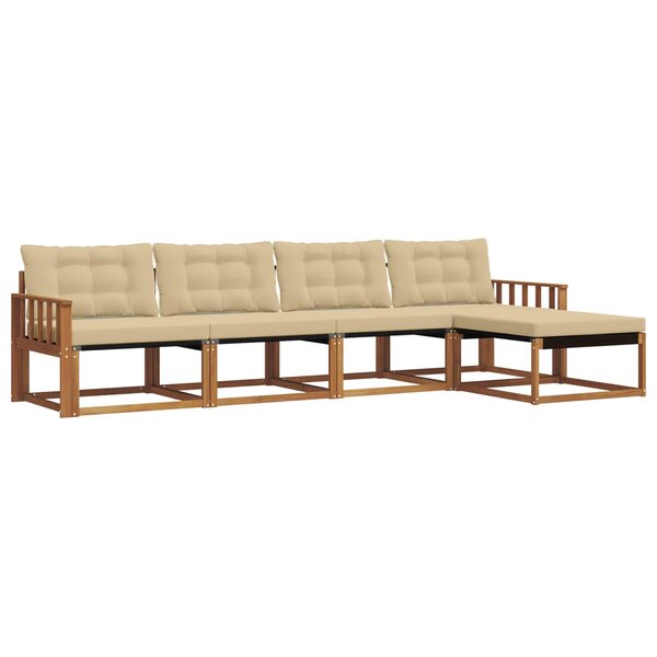 vidaXL Ensemble de canapés d'extérieur 5 pc Naturel et Beige