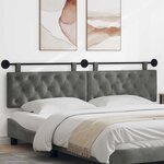 vidaXL Tête de lit suspendue Avec lumière LED Gris foncé Velours