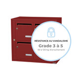 Bloc collectif Leabox  2x2  grade 3  simple face  Extérieur  fixation murale  Rouge brun RAL 3011 finition brillante