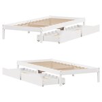 vidaXL Cadre de lit sans matelas blanc 100x200 cm bois de pin massif