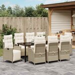 vidaXL Ensemble de salle à manger pour jardin 9 Pièces Beige polyrotin