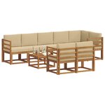 vidaXL Ensemble de canapés d'extérieur 9 pc Naturel et Beige