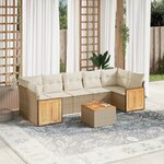 vidaXL Salon de jardin avec coussins 8 Pièces beige résine tressée