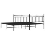 vidaXL Cadre de lit métal avec tête de lit noir 193x203 cm