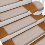 vidaXL Tapis d'escalier 15 pièces 65 x 21 x 4 cm Taupe Bordure rectangulaire