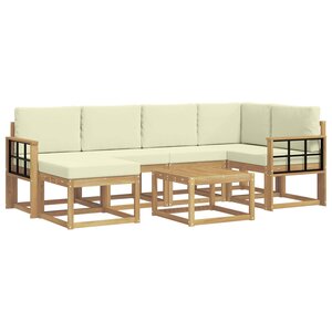 vidaXL Ensemble de canapés d'extérieur 7 pc Blanc et crème