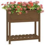 vidaXL Jardinière avec étagère Marron miel 82 5x34 5x81 cm Bois de pin