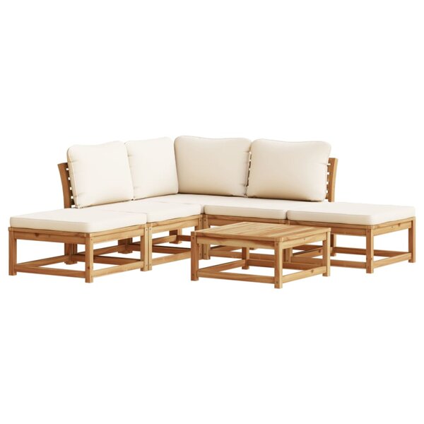 vidaXL Salon de jardin 6 Pièces avec coussins bois d'acacia solide