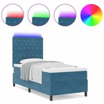 Lit à ressorts vidaXL avec matelas et LED bleu foncé 100x200 cm en velours
