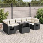 vidaXL Salon de jardin 8 Pièces avec coussins noir résine tressée