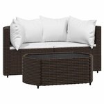 vidaXL Salon de jardin 3 Pièces avec coussins marron résine tressée