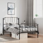 vidaXL Cadre de lit métal sans matelas et pied de lit noir 100x200 cm