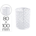 Pot a crayons q-connect motif metallique hauteur 100 mm     diametre 80mm coloris blanc