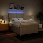 vidaXL Sommier à lattes de lit avec matelas Crème 140x190 cm Tissu