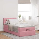 vidaXL Cadre de lit ottoman avec matelas rose 90x200 cm velours