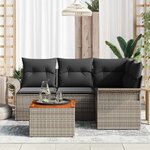 vidaXL Ensemble de canapé de jardin 5 Pièces Gris Poly rotin