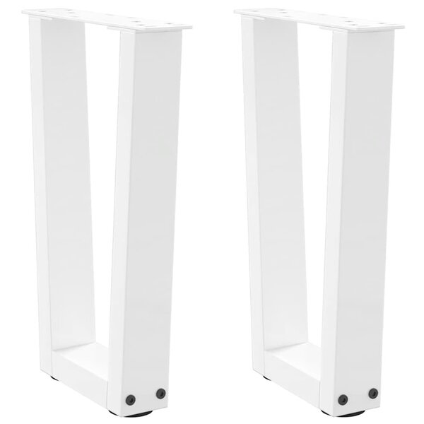 vidaXL Pieds de table basse en forme de V  2 pièces  blanc  38 x (42-43 3) cm  acier