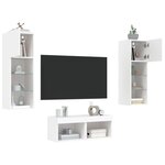 vidaXL Meuble TV muraux 4 Pièces avec lumières LED blanc