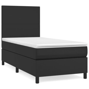 vidaXL Sommier à lattes de lit avec matelas Noir 80x200cm Similicuir