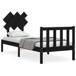 vidaXL Cadre de lit avec tête de lit noir petit simple bois massif