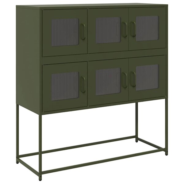 vidaXL Buffet vert olive 100 5x39x107 cm acier laminé à froid