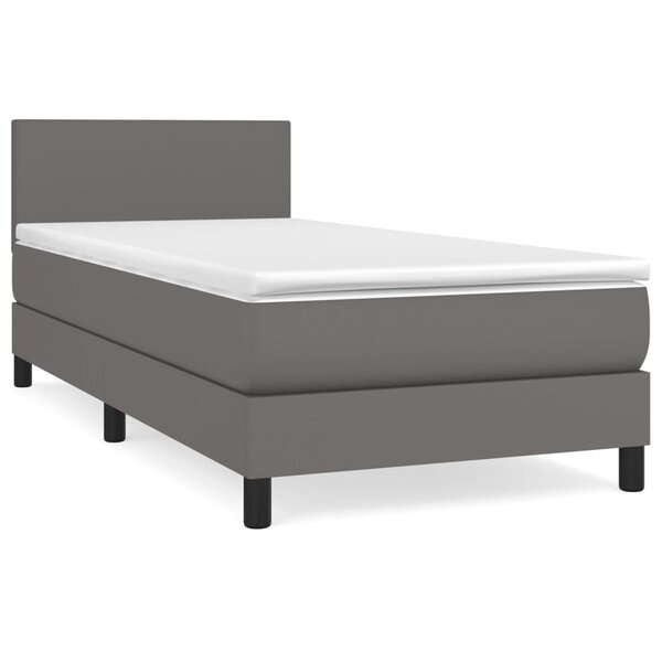 vidaXL Sommier à lattes de lit avec matelas Gris 90x190 cm Similicuir