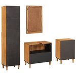 vidaXL Ensemble de mobilier de salle de bain avec tiroir 4 Pièces Marron