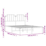 vidaXL Cadre de lit métal sans matelas et tête de lit blanc 140x190 cm
