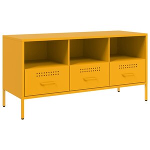 vidaXL Meuble TV jaune moutarde 100 5x39x50 5 cm acier