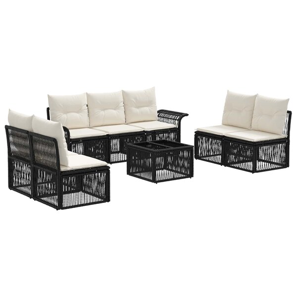 vidaXL Ensemble de canapé de jardin 8 Pièces Noir polyrotin