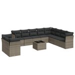 vidaXL Salon de jardin 11 Pièces avec coussins gris résine tressée