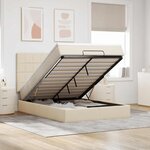 VidaXL Cadre de lit ottoman avec matelas crème 140x190 cm tissu