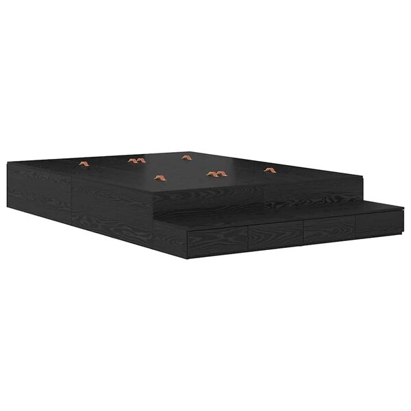 vidaXL Cadre de lit avec rangement Chêne noir 160 cm Bois d'ingénierie
