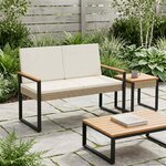 vidaXL Banc extérieur Beige et blanc crème 107 x 61 x 80 cm polyrotin