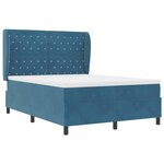 vidaXL Lit à ressorts avec matelas Bleu foncé 140 x 190 cm Velours