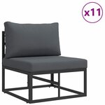 vidaXL Ensemble de canapé de jardin avec coussin Noir Aluminium
