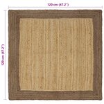 vidaXL Tapis de surface Gris 120 x 120 cm Jute