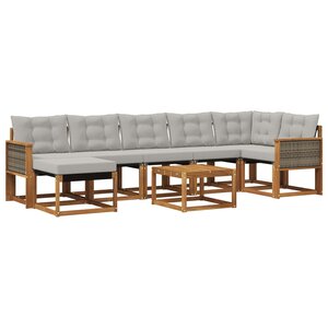 vidaXL Ensemble de canapés d'extérieur 8 pc Naturel et gris clair