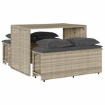 vidaXL Ensemble à manger de jardin 3Pièces coussins gris clair poly rotin